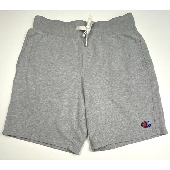 CHAMPION Mens MEDIUM Gray 9" SWEAT SHORTS Athletic Drawstring Logo Pockets EUC - Picture 1 of 7